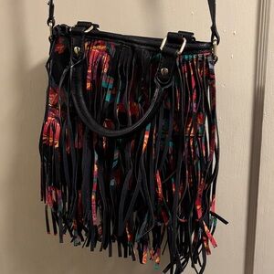 Betsey Johnson Multicolor Fringe Crossbody Bag